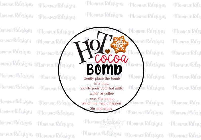 Printable 2 round hot chocolate bomb tag hot cocoa tag Etsy