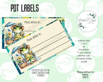 FROG PDT Labels,  Please deliver to labels, mailing labels, Address labels, Happy Mail Labels, self adhesive mailing labels