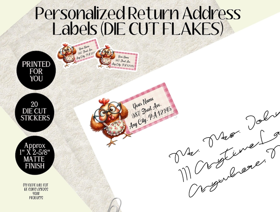Chick Address Labels CRAZY CHICKEN Personalized Address Labels, Return Address Labels ...