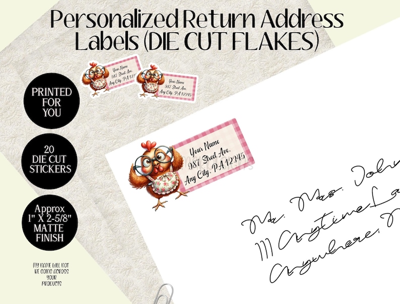 CRAZY CHICKEN Personalized Address Labels, Return Address Labels ...
