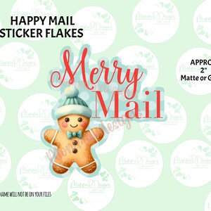 Cute GINGERBREAD MAN sticker flakes,  card stickers, Gingerbread man Merry mail Happy Mail flakes for planner and gifts,