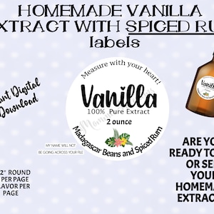 MADAGASCAR Vanilla Extract label, 1.5&quot; labels for 2 oz bottles