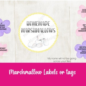 Selbstgemachte Marshmallow-Etiketten, Marshmallow-Verpackung, GOURMET MARSHMALLOW TAG