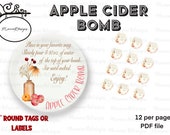 2&quot; Round Apple Cider Bomb label, cocoa bomb tag, Fall cocoa tags