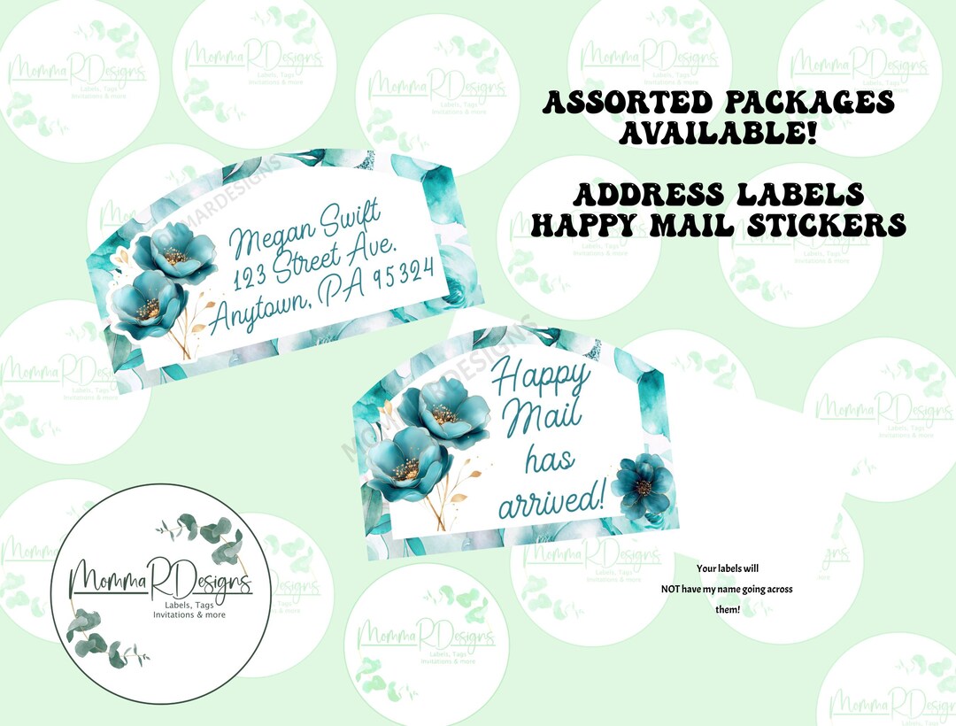 RAK Printed GREEN FLOWER Personalized Address Labels, Return Address ...