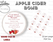 2&quot; Round Caramel Apple Cider Bomb label, cocoa bomb tag, Fall cocoa tags