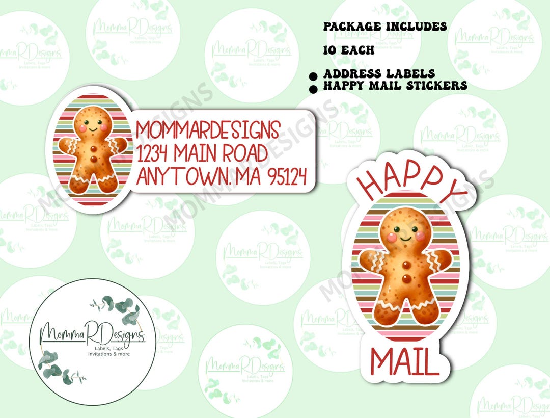 RAK Printed GINGERBREAD Personalized Address Labels, Return Address ...