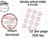 2&quot; Round spiced Caramel Apple Cider Bomb label, cocoa bomb tag, Fall cocoa tags 8-10 oz