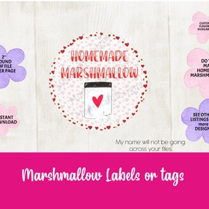 Selbstgemachte Marshmallow-Etiketten, Marshmallow-Etiketten, Valentinstags-Marshmallows