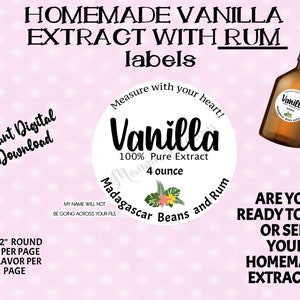MADAGASCAR Vanilla Extract label, 1.5&quot; labels for 4 oz bottles