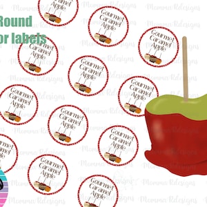 Etichette per caramelle gourmet di mele caramellate, download immediato, MELE CARAMELLATE 2"