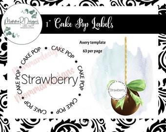 STRAWBERRY cake pop Flavor tags, 1&quot;  Cake pop labels, Strawberry cake pops