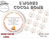 2&quot; SMORES COCOA Bomb label, cocoa bomb tag, Fall cocoa tags, hot cocoa bomb tag