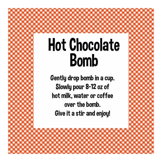 Hot Chocolate Bomb Tags Printable Round cocoa label Hot cocoa bomb instruction card DIGITAL DOWNLOAD tag for hot chocolate bombs