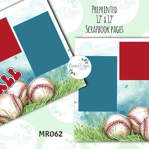 BASEBALL 2 Pre printed scrapbooking pages, baseball playoff scrapbook pages, PLAY BALL