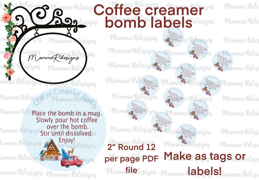 Coffee Creamer Bombs Labels, Coffee Creamer Bomb Tag, Winter Theme