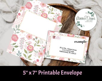 Printable SPRING FLORAL Envelope, Happy mail or Penpal mail custom envelopes.  Print your own envelope