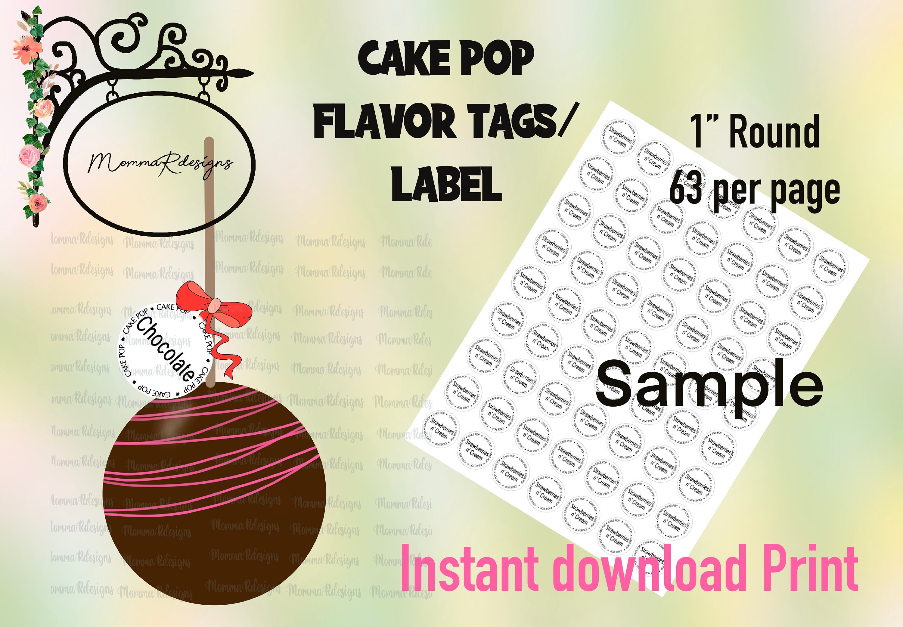 CHOCOLATE Cake Pop Flavor Tags, 1