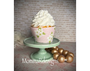 Cupcake wrappers,  Dogwood flower cupcake wraps,  BIRTHDAY cupcake wrapper