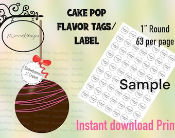 STRAWBERRIES N CREAM cake pop Flavor tags, 1&quot;  Cake pop labels, Strawberry cream cake pops