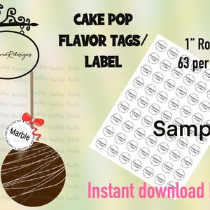 MARBLE cake pop Flavor tags, 1&quot;  Cake pop labels, MARBLE cake pops