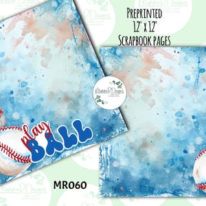 BASEBALL 2 Pre printed scrapbooking pages, baseball playoff scrapbook pages, PLAY BALL