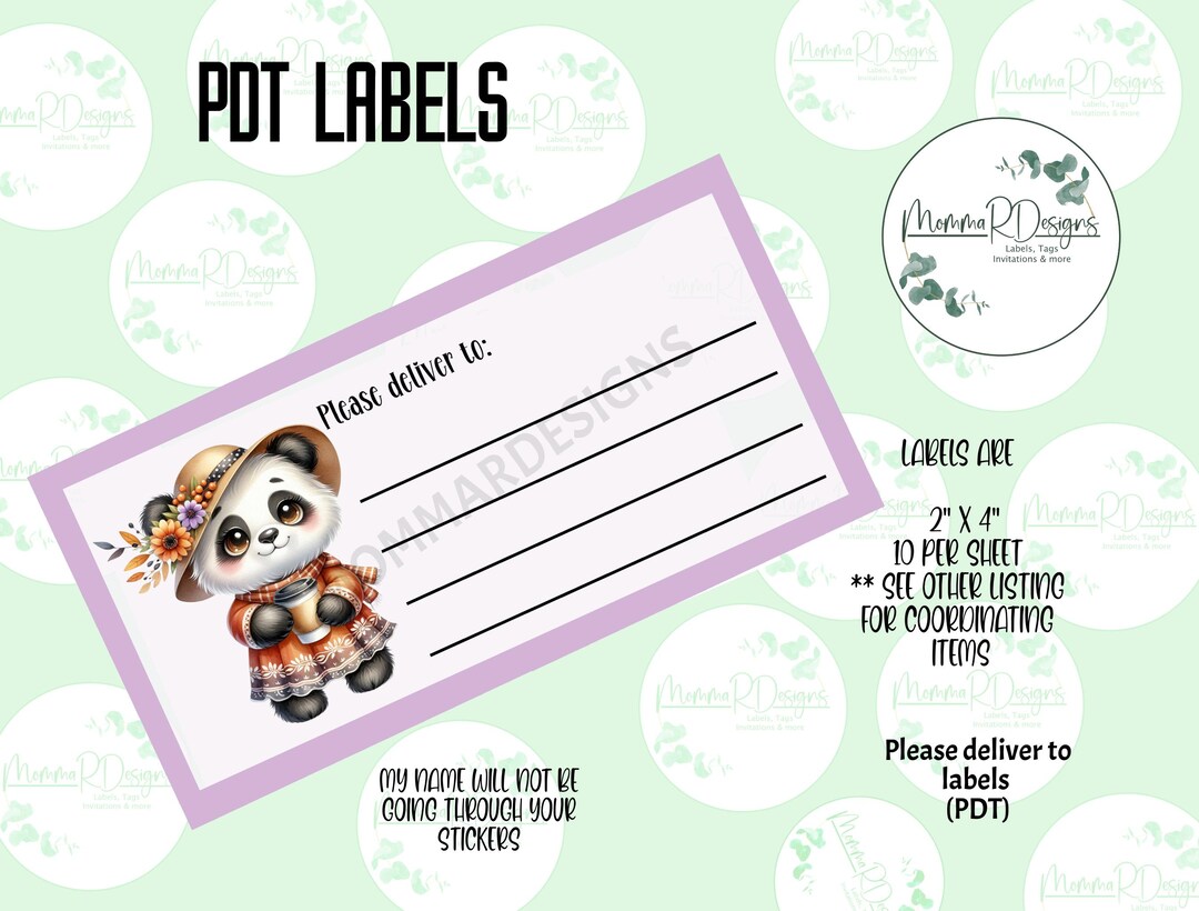 PANDA PDT Labels, Please Deliver to Labels, Mailing Labels, Address ...