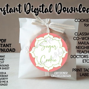SUGAR cookie label, Bake sale sugar cookie labels, instant download