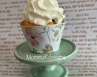Printable cupcake wrappers, Watercolor floral cupcake wraps, Shower cupcake wrapper