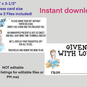 Puede incluir: Etiqueta de regalo imprimible de tamaño de tarjeta de visita de 2 x 3,5 pulgadas con una linda ilustración de un conejito en un avión. El texto dice "Display Shower" y "Given with Love".
