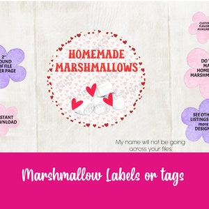 Zelfgemaakte Marshmallow-labels, Valentijn Marshmallows, GOURMET MARSHMALLOW TAG