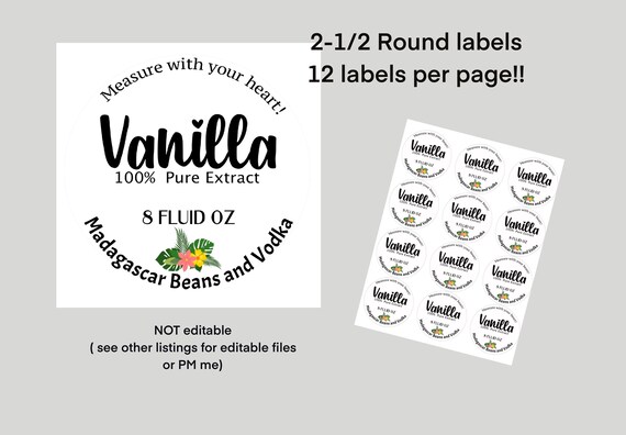Printable vanilla extract labels