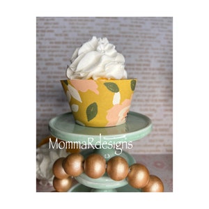 Cupcake wrappers,  MUSTARD YELLOW cupcake wraps,  BIRTHDAY cupcake wrapper