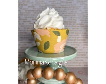 Cupcake wrappers,  MUSTARD YELLOW cupcake wraps,  BIRTHDAY cupcake wrapper