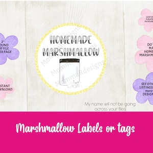 Selbstgemachte Marshmallow-Etiketten, Marshmallow-Verpackung, MARSHMALLOW-TAG