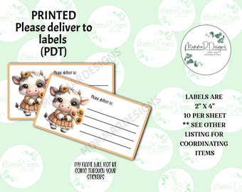 HIGHLAND COW PDT Labels,  Please deliver to labels, mailing labels, Address labels, Fall Penpal Labels, self adhesive mailing labels, penpal