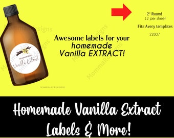 Homemade Vanilla EXTRACT, Vanilla Bean EXTRACT Labels 2"