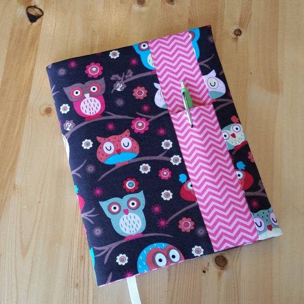 Owls with Pink Tonal Chevron~ Composition Notebook Cover