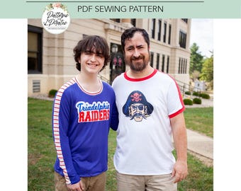 Raider Ringer Tee- V Figur l PDF Schnittmuster für ein Retro Style T-Shirt