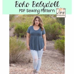 Boho Babydoll | PDF Sewing Pattern, Adult Sizes XXS - Plus 3X