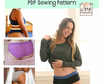 Patrón de costura en PDF para ropa interior Fierce, tallas de adulto XXS a Plus 5X