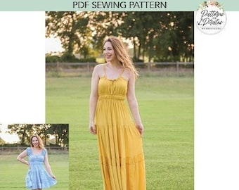Patron de couture PDF pour robe Lizzy, tailles TP à Plus 5X