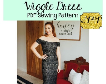 Robe Wiggle | Patron de couture PDF, tailles adultes XXS - Plus 3X