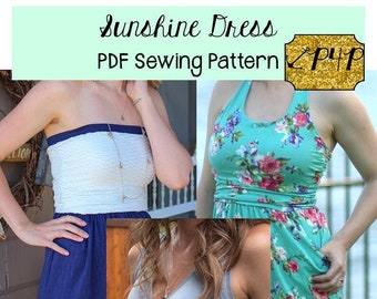 Vestido Sunshine / Patrón de costura PDF, Tallas de adulto XXS - Plus 3X