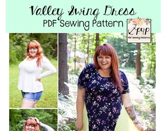 Robe évasée Valley | Patron de couture PDF, tailles adultes XXS - Plus 5X