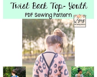 Twist Back Top - Youth | PDF Sewing Pattern, Youth Sizes 3M - 14