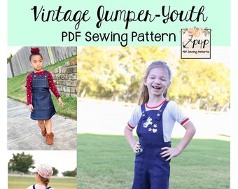 pull vintage - Jeunesse | Patron de couture PDF, tailles jeunes 3M - 14