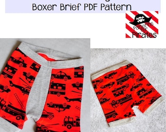Pirates' Booty Boxer Brief Sewing PDF Pattern Sizes 12/18mth to 14