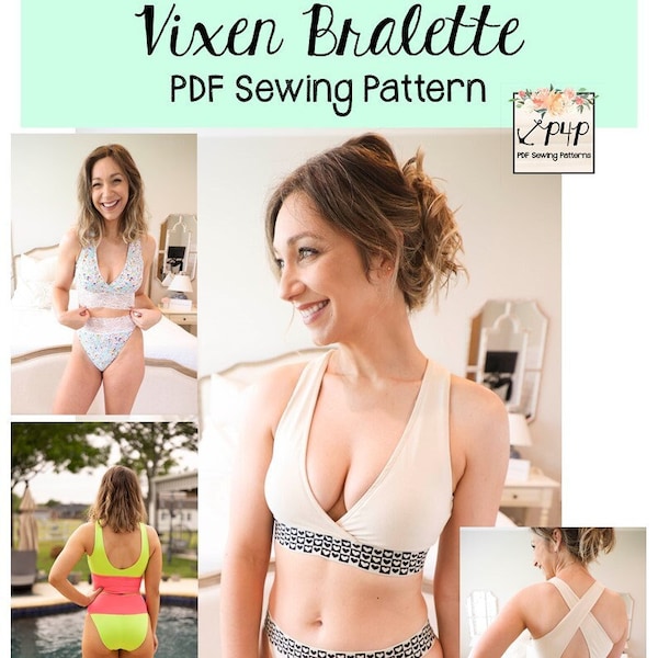 Brassière Vixen | Patron de couture PDF, tailles adultes XXS - Plus 5X