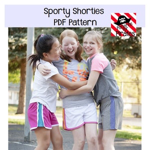 Sporty Shorties Sewing PDF Pattern Sizes 3months to 14 For  Girls- Athletic, modern, stylish, comfortable shorts